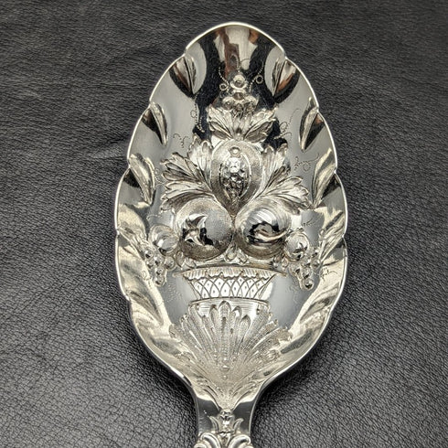 British Antique Silver Plate Berry Serving Spoon Pair
